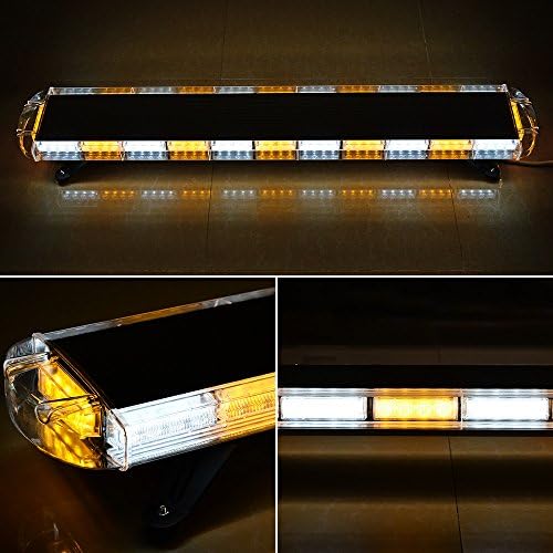 Set Amber Beyaz 1X51 ınç 96 - LED çatı üst çakarlı lamba Bar ve 4X 10-LED Ultra Ince acil Uyarı Beacon flaş ışığı Lambası araba