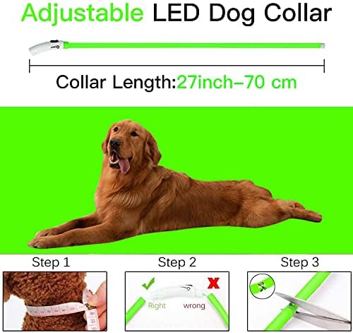 SUNET LED köpek tasmaları USB şarj Edilebilir Ayarlanabilir Silikon 3 Yanıp Sönen Modları Parlayan PET köpek tasması için Gece