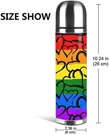 Eşcinsel Gurur Gökkuşağı Desen Paslanmaz Çelik Su Şişesi 15 OZ Geniş Ağız Çift Duvar Vakum Yalıtımlı Su Şişesi Sızdırmaz Flask