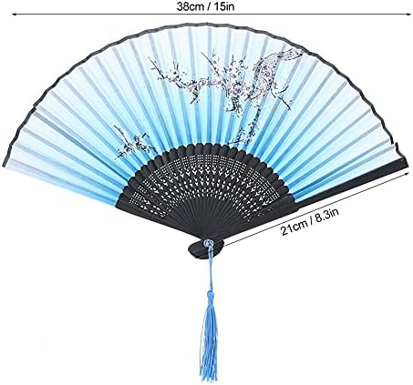 Dayanıklı El Fanı Katlanır Fan Narin Baskılar Sahne Gösterisi için Günlük Kullanım için uygun (3, Mavi)
