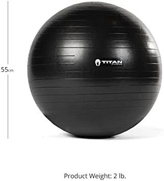 Titan Fitness Egzersiz Stabilite Topu Siyah 55 cm. Pompa ile Yoga Pilates Anti Patlama