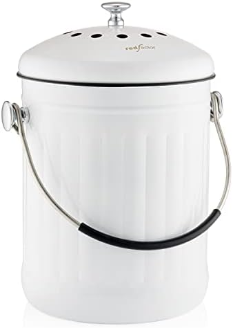 Mutfak Tezgahı için RED FACTOR Premium Kompost Kutusu-Yenilikçi Çift Filtre Teknolojisine Sahip Paslanmaz Çelik Gıda Atık Kovası-Yedek