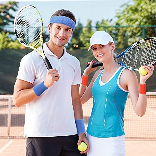 Bememo Sweatbands Seti, Erkekler ve Kadınlar için Spor Kafa Bandı ve Bileklikler Sweatbands Renkli Sweatband Seti içerir