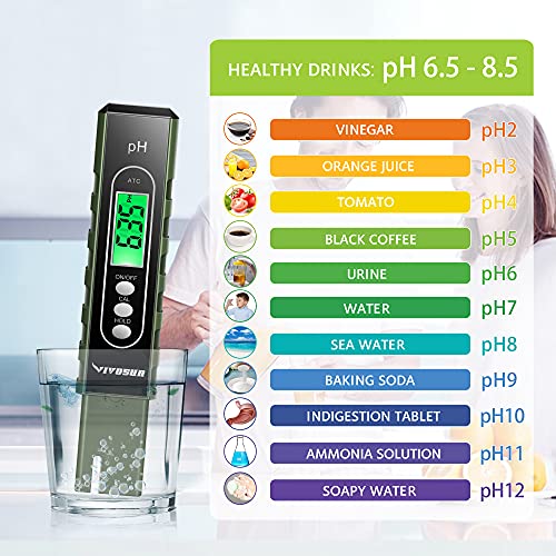 VİVOSUN PH ölçer Dijital PH test cihazı Kalem 0.01 Yüksek Doğruluk Su kalitesi Test cihazı ile 0-14 PH Ölçüm Aralığı için Ev