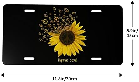 NYIVBE Hippi Soul Ayçiçeği Plaka Çerçevesi Kapak Shield Combo, yenilik Etiketi Alüminyum Metal Dekoratif Aksesuarları, Araba