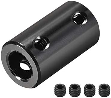 uxcell 8mm için 8mm Çap Sert Kaplin Seti Vida L25XD14 Alüminyum Alaşım, mil Çoğaltıcı Bağlayıcı, Motor Aksesuarları,Siyah, 4