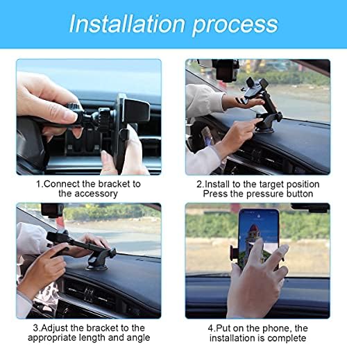 Araba için Telefon Tutucu, Ön Cam Pano Havalandırma için 360°Dönebilen Araç Telefonu Montajı, Vantuz ve Klipsli Tüm Cep Telefonu