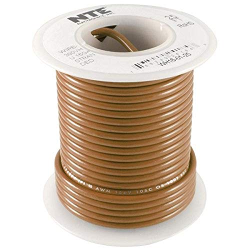 NTE Electronics WH16-01-100 Bağlantı Teli, Telli, Tip 16 Gauge, 100 ' Uzunluk, Kahverengi