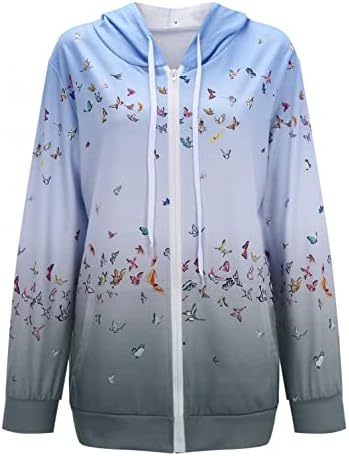 Kadınlar için hafif Zip Up Hoodies, Rahat Hoodie Kazak Ceket Ovrsized Bahar Uzun Kollu Ince Katı / Çiçek