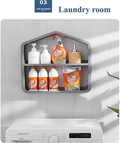 Çok seviyeli Duş Rafı-Beyaz Üç Katmanlı Plastik-Sondaj yok Duvara monte depolama rafları Organizatör Depolama Rafları-Banyo Mutfak