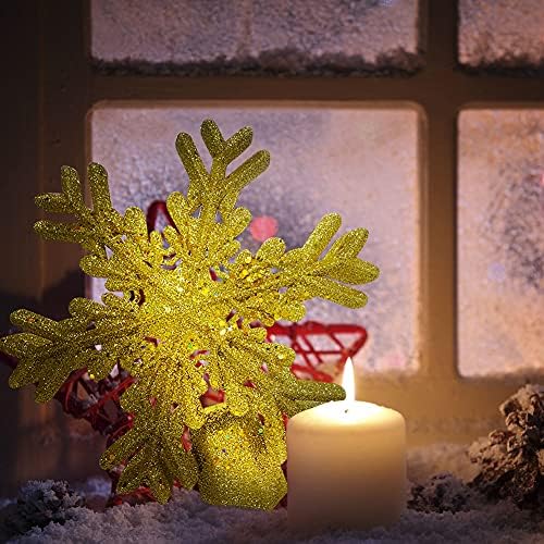 EKDJKK noel ağacı Topper ışıkları, 3D LED romantik yıldız kar projeksiyon hediye, ev süslemeleri festivali ışıkları (kar altın)