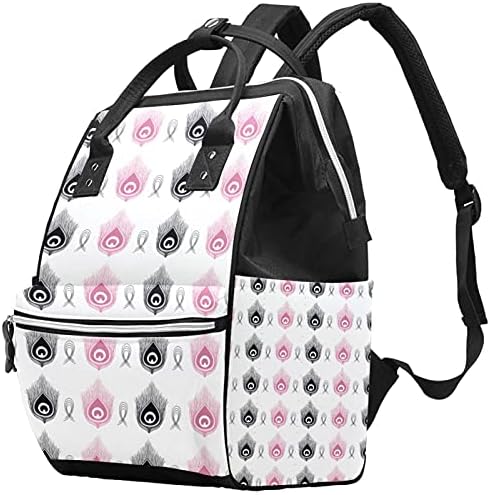 Siyah Ve Pembe Tavuskuşu Bebek Bezi Çantaları Mumya Tote Çanta Çok Fonksiyonlu seyahat sırt çantası, şık Kolej Okul sırt çantası