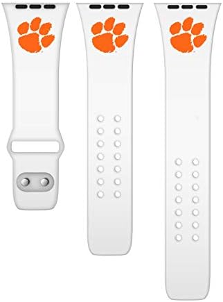 AFİNİTE BANTLARI Clemson Tigers Silikon Spor saat kayışı Apple Watch ile Uyumlu (38/40 / 41mm Beyaz)