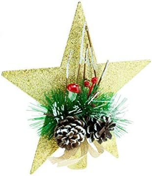 Zeki Kreasyonlar Noel 7 İnç Ağacı Topper Yıldız, Çam Kozalakları ve Meyveleri Dekorasyon, Glitter Treetop Tatil Ev Dekorasyonu,