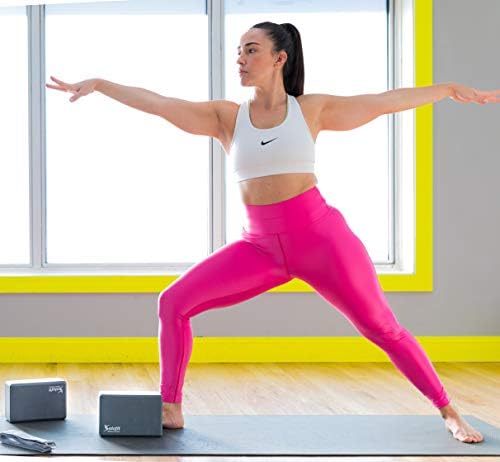 6ft Yoga Kayışı ile Solofit Yoga Blokları (2) - Germe, Denge, Pilates, Dansçılar, Esneklik için Yüksek Yoğunluklu EVA Köpük Blokları-Gücü