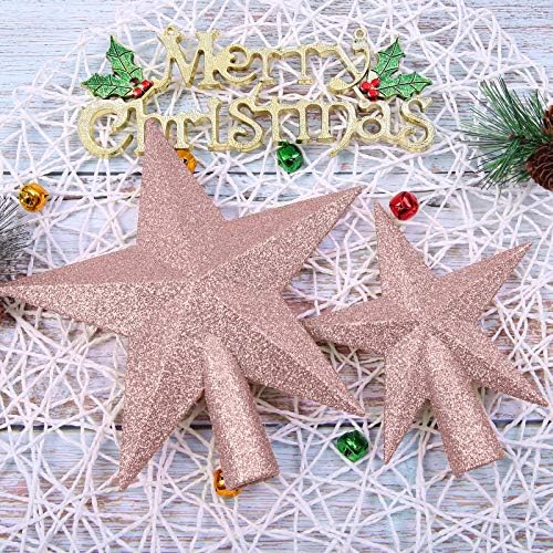 ANECO Glitter Noel Ağacı Topper Paramparça Geçirmez Noel Ağacı Dekorasyon Treetop Tatil Süs veya Ev Dekor için (Gül Altın, 6