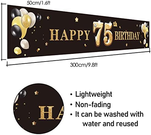 PAKBOOM Mutlu 75th Doğum Günü Zemin Siyah Fotoğraf Arka Plan Afiş Şerefe 75 Yaşında Süslemeleri Parti Malzemeleri