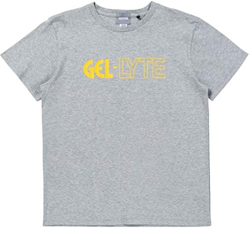 ASICS Erkek Kaplan Jel-Lyte Grafik Tişört, HeatherGrey / Sarı X-Large