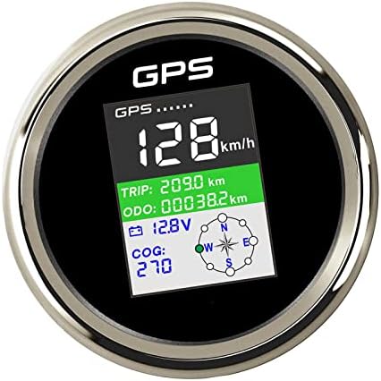 AMLESO GPS Kilometre Ölçer, LCD Arka Ekran MPH Kilometre, IP67 Su Geçirmez PLG3-BS-GPS Deniz GPS Kilometre Sayacı Dijital Ayarlanabilir