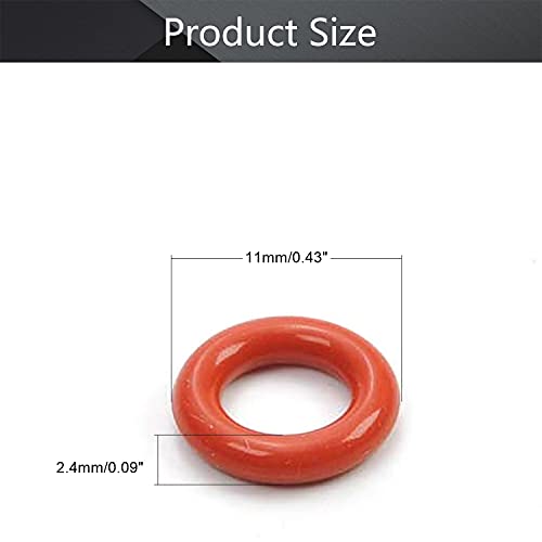Othmro Silikon O-Ring, 11 mm OD, 6,2 mm ID, 2,4 mm Genişlik, VMQ Conta Halkaları Conta, Kırmızı, 50'li Paket