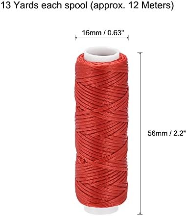uxcell Mumlu Deri İplik Seti 13 Metre 150D/0.8 mm Düz Polyester Kordonlar için El Dikiş, (Koyu Renkler 6 adet)