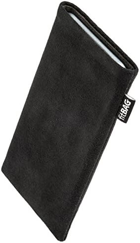 Nokia 7.1 için fitBAG Klasik Siyah Özel Özel Kılıf / Made in Germany / Ekran Temizliği için Mikrofiber Astarlı Orijinal Alcantara