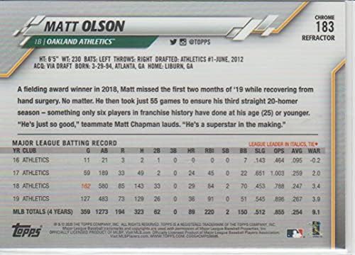 2020 Topps Krom Refraktörler Pembe 183 Matt Olson Oakland Atletizm MLB Beyzbol Kartı NM-MT
