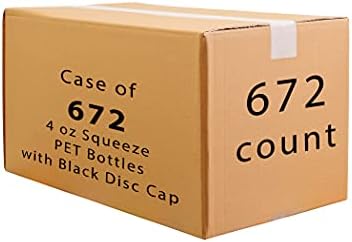672 sayımlı kasa, Siyah Disk Kapaklı 4 oz Plastik Sıkma Şişeleri, 672ct'lik BPA İçermeyen Şeffaf Doldurulabilir Kaplar.