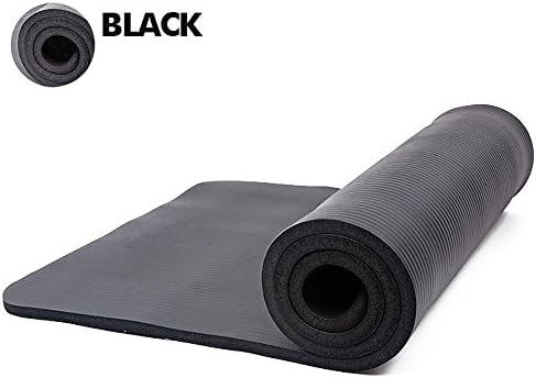 Seteol 10mm Kalın NBR Saf Renk Kaymaz Yoga Mat 183x61x1cm Siyah