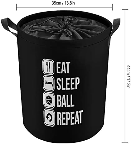 Nudquio Yemek Uyku Basketbol Tekrar çamaşır sepeti İpli Kapatma Kapak ve Kolları ile Depolama Sepeti Yatak Odası Ofis için