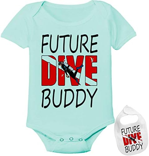 Future Dive Buddy-Sevimli Dalış ve Tüplü Tema Bebek Bodysuit Onesie ve önlük Seti