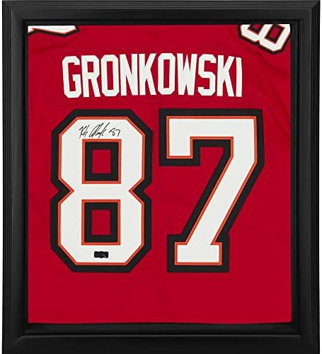 Rob Gronkowski Tampa Bay Buccaneers Çerçeveli İmzalı Kırmızı Nike Elite Jersey Shadowbox-İmzalı NFL Formaları