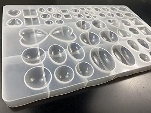 Silikon 3D Gem Elmas Kalıpları, Top Kalp Kare Oval Takı Kalıpları Reçine Kalıpları Craft DIY Kek Fondan Yapımı için Embed Kalıp