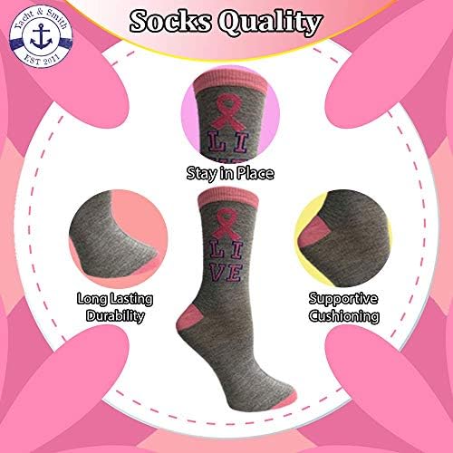 Kadınlar için Pembe Kurdele Meme Kanseri Farkındalık Ayak Bileği / Mürettebat Çorapları