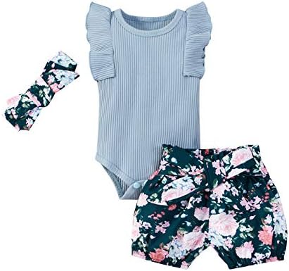 Yenidoğan Bebek Kız Giysileri Kısa Kollu Onesies Romper Çiçek Şort Sevimli Bebek Kız Giysileri Yenidoğan Bantlar