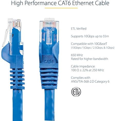 StarTech.com 7ft CAT6 Ethernet Kablosu-Siyah KEDİ 6 Gigabit Ethernet Kablosu-650MHz 100W PoE RJ45 UTP Kategori 6 Ağ/Yama Kablosu,