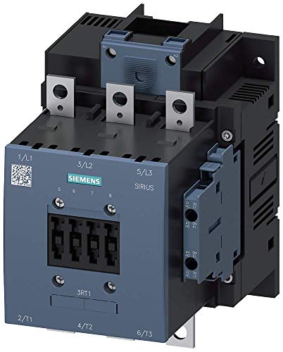 Siemens 3RT10 54-6AT36 Motor Kontaktörü, 3 Kutuplu, S6 Çerçeve Boyutu, Vidalı Terminaller, Konvansiyonel Bobin, 2 NO + 2 NC Yardımcı