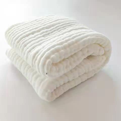 Beyaz Renk 12 Kat Gazlı Bez Battaniye %100 Pamuklu Bebek Banyo Havlusu Çocuk Yenidoğan Kucaklama Battaniyesi.