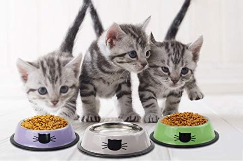 Sonyaer Paslanmaz Çelik Kedi Kase, Gıda ve Su Kedi Yemekleri Kaymaz Istiflenebilir Pet Kase için Kedi, Yavru, Köpek, Küçük Köpek