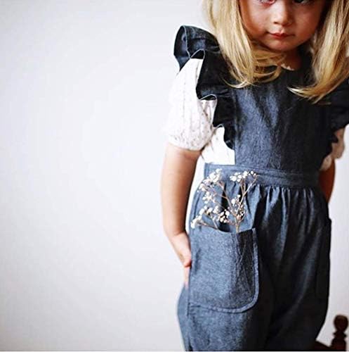 Karuedoo Toddler Bebek Kız Ruffles Kolsuz Denim Romper Bodysuit Tulum Kot Şort Kıyafetler