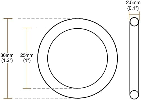 EuısdanAA Silikon O-Ringler, 30mm OD 25mm ID 2.5 mm Genişlik VMQ Conta Contası Kompresör Valfleri Boru Onarımı için, Beyaz, 40'lı