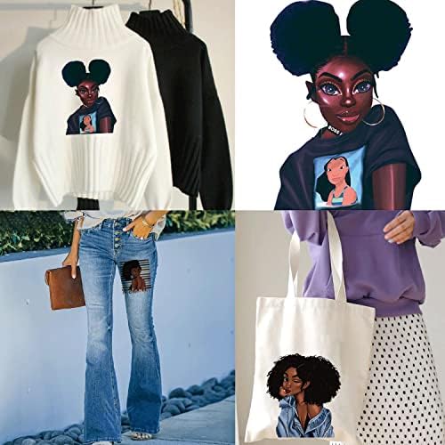 Siyah Kız demir On Transferi için giyim Afro kadın tasarım ısı demir On Patch sevimli kız Transferi çıkartmaları aplikler için
