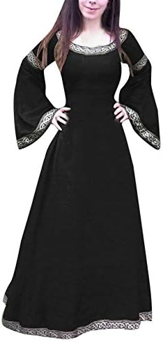 Cadılar bayramı Cosplay Kostüm Kadınlar ıçin Crewneck Uzun Kollu Zarif Elbise Artı Boyutu Retro Tarih Gece Resmi Elbiseler