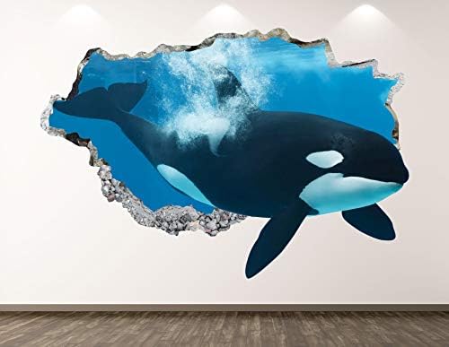 Batı Dağ Orca Duvar Çıkartması Sanat Dekor 3D Çökerttiğini Okyanus Katil Balina Hayvan Sticker Duvar Çocuk Odası Özel Hediye
