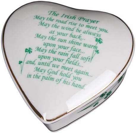 İrlandalı Namaz Beyaz Porselen Kalp Mücevher Kutusu