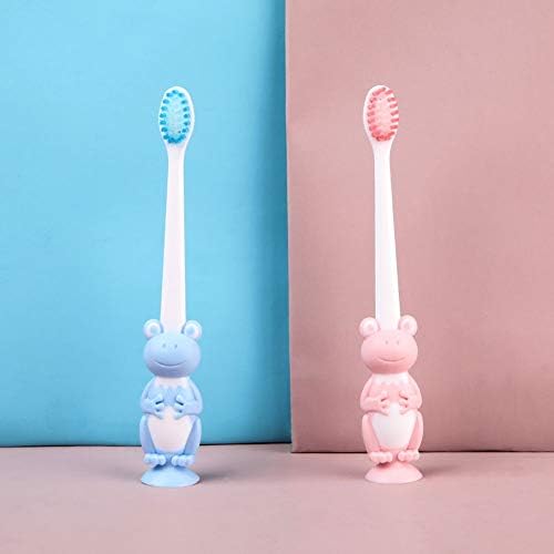 WCN Diş Fırçaları Çocuk Diş Fırçası Yumuşak Kıllar Yürümeye Başlayan Diş Fırçası Manuel 2-6 Yaş için Pembe Mavi 2 Paket (Renk: