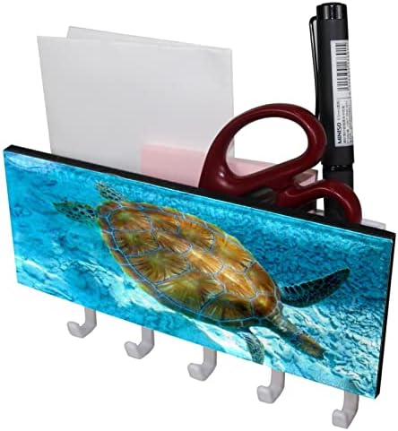 Hayvan Sualtı Kaplumbağa Deniz Kaplumbağası Anahtar ve Posta Tutucu Duvarlar için-Anahtar Askı ile Posta Organizatör ve 5 Kanca,