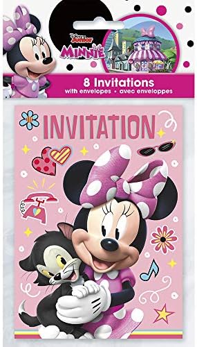 Zarflı Benzersiz Disney İkonik Minnie Mouse Parti Davetiyeleri, 8 Ct., Çoklu (79244)
