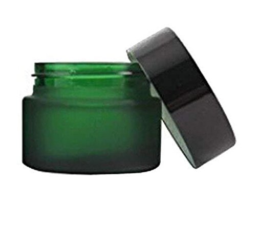 2 Adet 1 Ons Yeşil Cam Yuvarlak Krem Kavanoz Siyah Kapaklı Boş kozmetik örnek Şişeler Konteynerler Depolama Losyonu Yüz Göz Kremi
