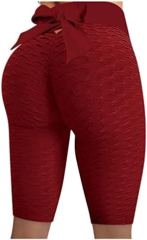 GOODTRADE8 Pantolon Kadınlar için Ezme Popo Kaldırma Egzersiz Tayt Dokulu Yüksek Bel Selülit Sıkıştırma Yoga Pantolon Tayt